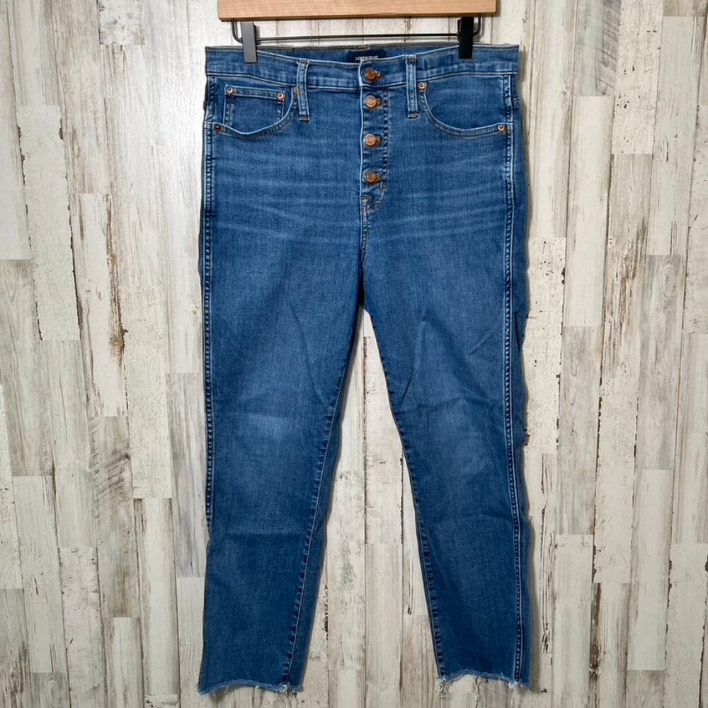 J. Crew Medium Wash Blue Denim High Rise Button Fly Jeans Womens Size 30
